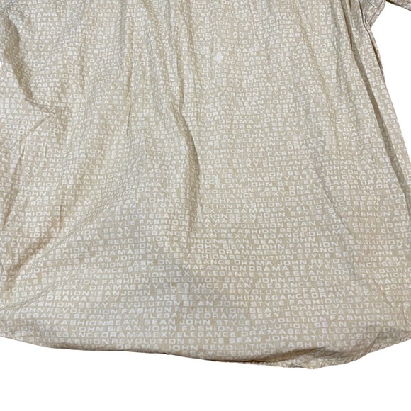 Sean John Button Down Shirt Short Sleeve Text Y2K Hip Hop Casual Beige Large - Picture 6 of 13